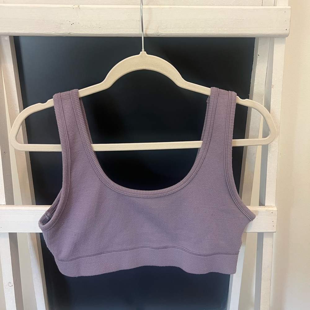 Purple Ribbed Crop Top